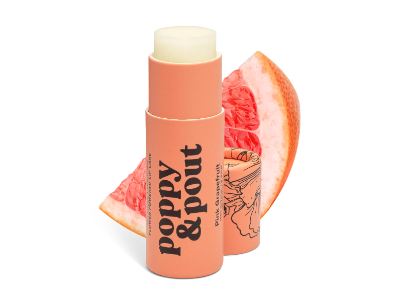 Poppy & Pout Natural Lip Balm, Pink Grapefruit, 0.3 oz/8.5 g
