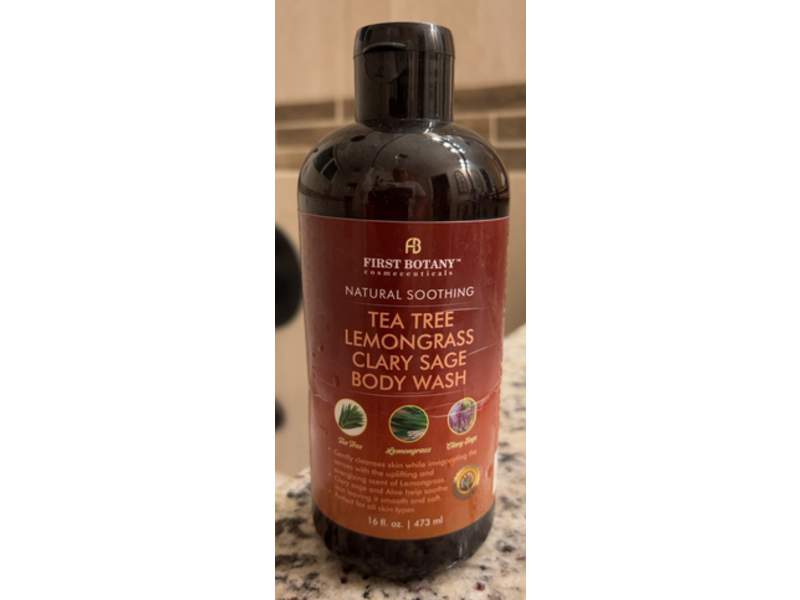 First Botany Natural Soothing Body Wash, Tea Tree + Lemongrass + Clary Sage, 16 fl oz/473 mL