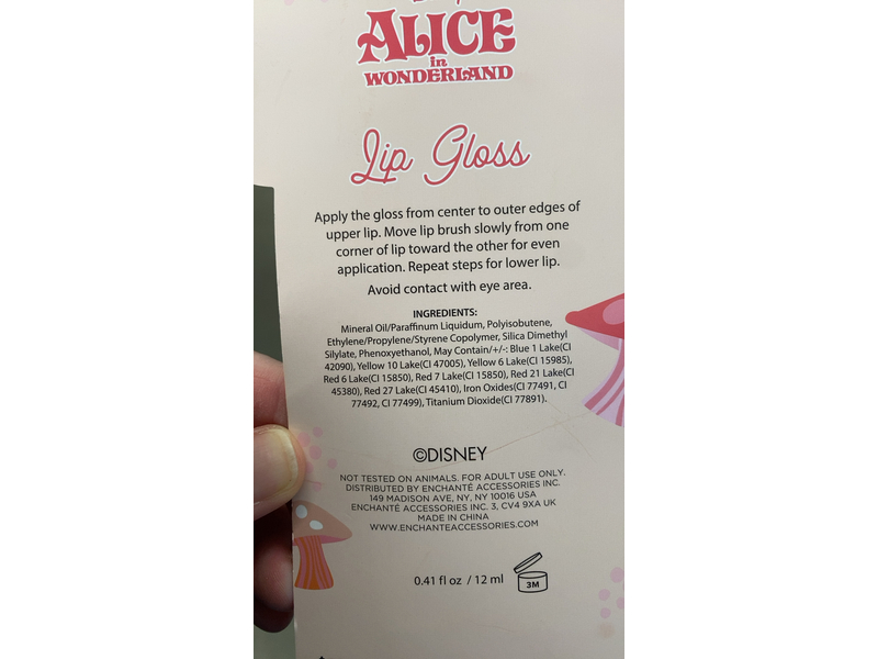 Disney Lip Gloss, Alice In Wonderland, 0.41 fl oz/12 mL