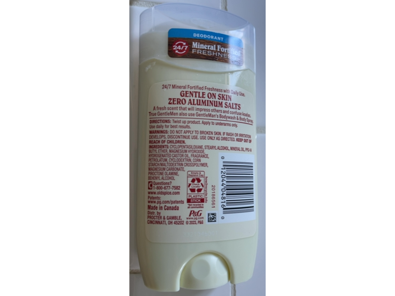 Old Spice Gentle Man's Lasting Freshness Deodorant, Eucalyptus + Coconut Oil, 3.0 oz/85 g