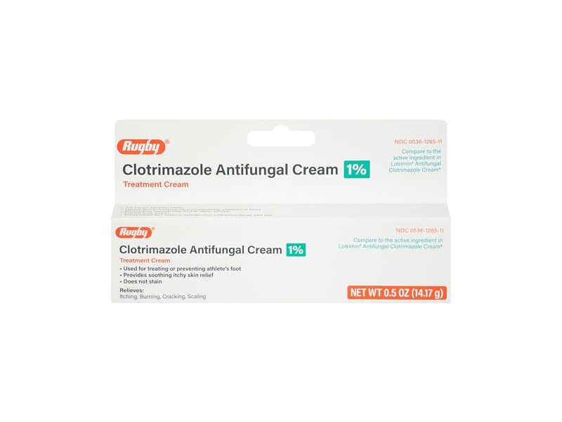 Rugby Clotrimazole Antifungal Cream 1%, 0.5 oz/14.17 g