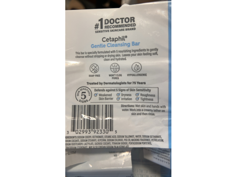 Cetaphil Gentle Cleansing Bar, 4.5 oz, 3 Count