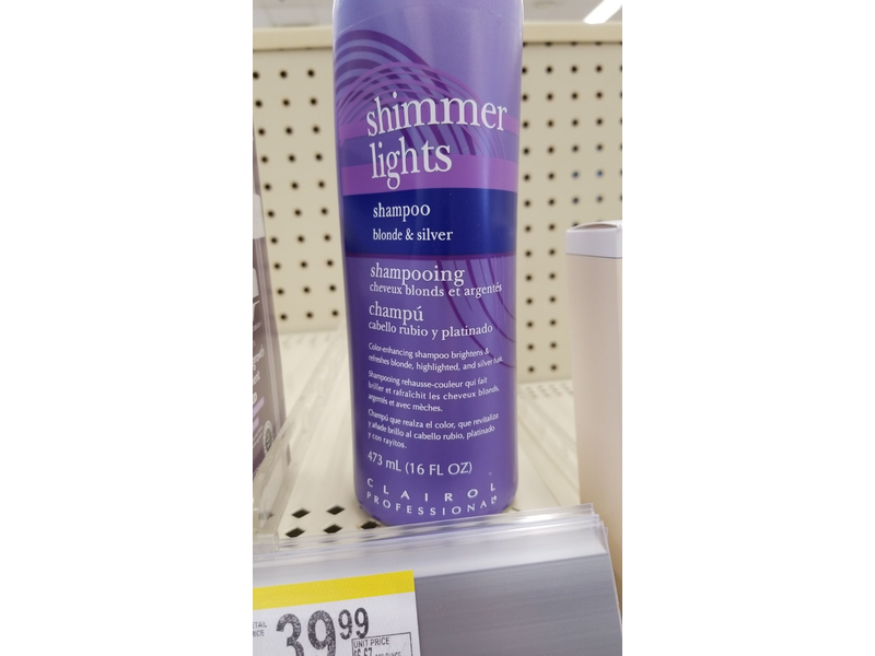Clairol Professional Shimmer Lights Shampoo, Blonde & Silver Hair, 473 mL/16 fl oz