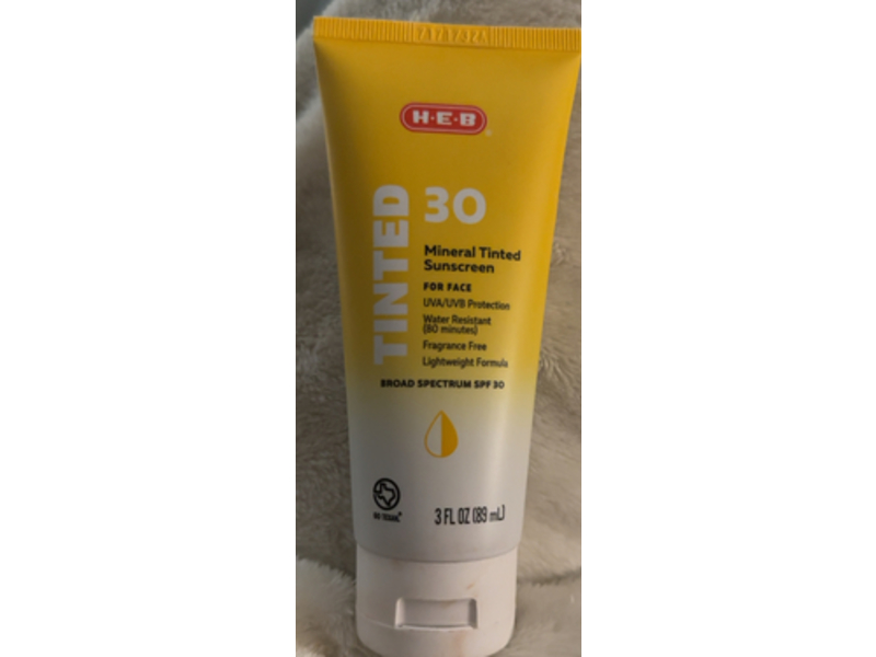 H-E-B Mineral Tinted Sunscreen, SPF 30, 3 fl oz/89 mL