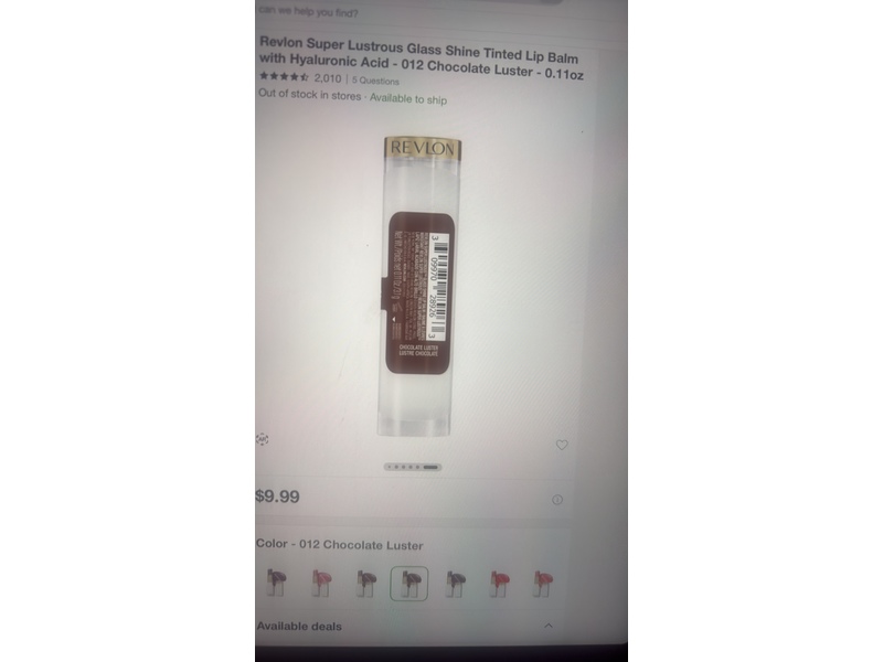 Revlon Super Lustrous Glass Shine Balm, 012 Chocolate Luster, 0.11 oz/3.1 g