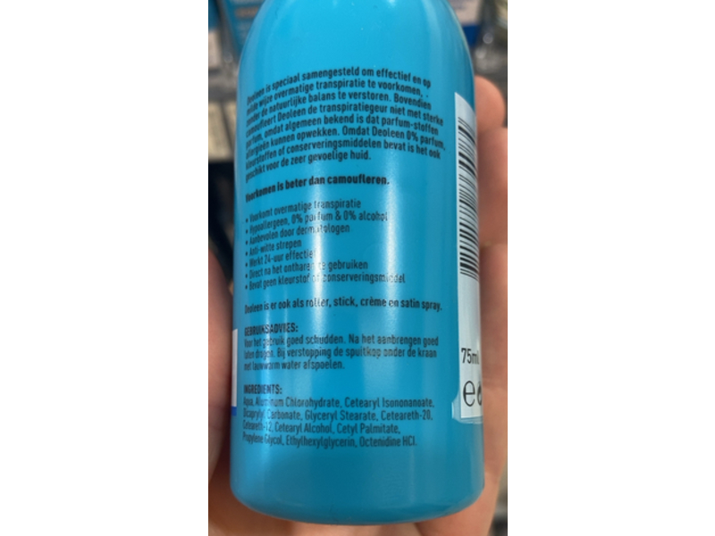 Deoleen Anti-transpirant Pomp spray Sensitive, 75 mL