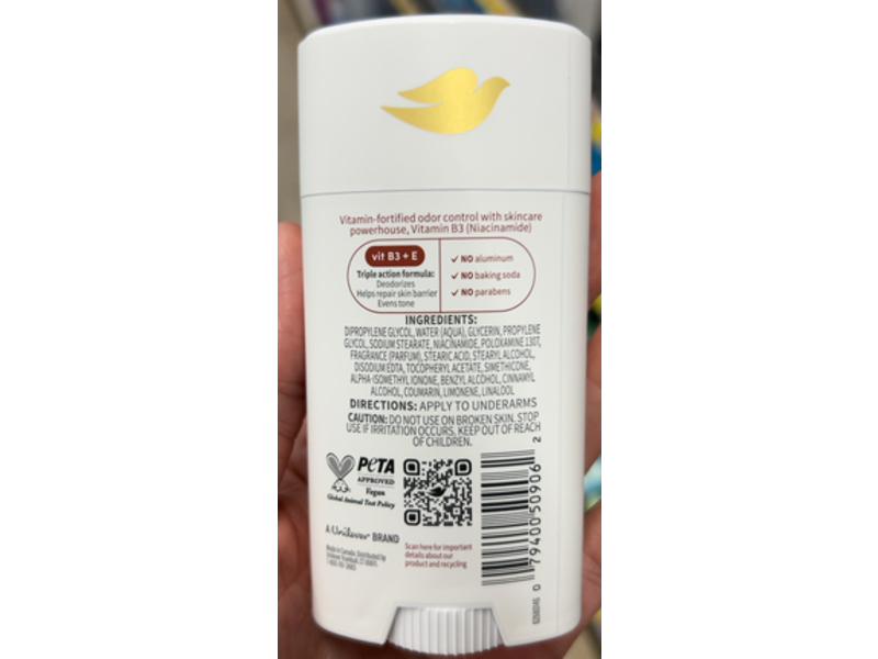 Dove Vitamin Care + Deodorant, Coconut & Shea, 2.6 oz/74 g