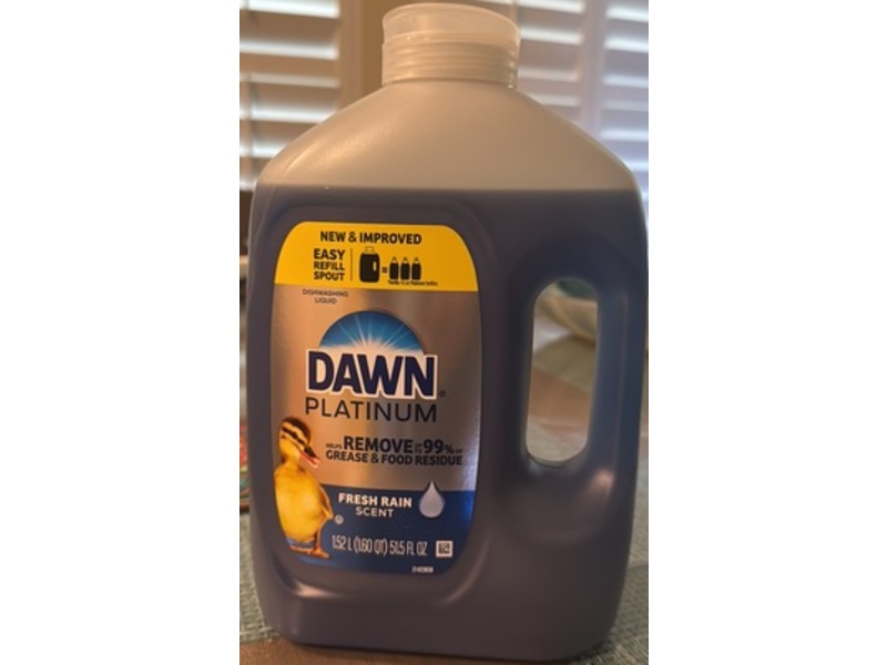 Dawn Platinum Dishwashing Liquid, Fresh Rain Scent, 51.5 fl oz/1.52 L, Pack Of 2