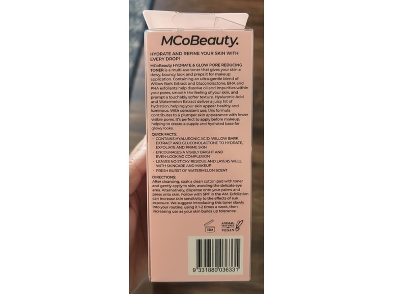 MCoBeauty Hydrate & Glow Pore-Reducing Toner, 3.38 fl oz/100 mL