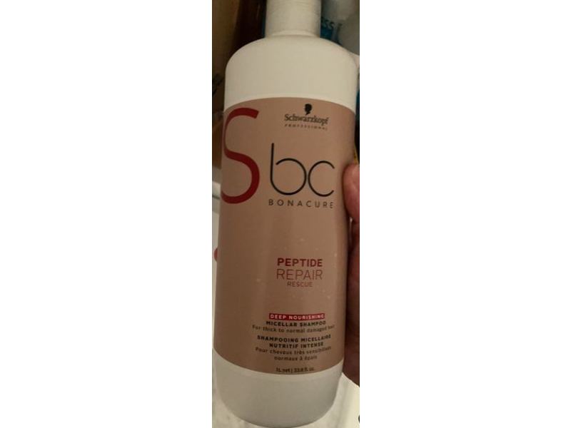 Schwarzkopf Professional Bonacure Peptide Repair Rescue Deep Nourishing Shampoo, 33.8 fl oz/1 L