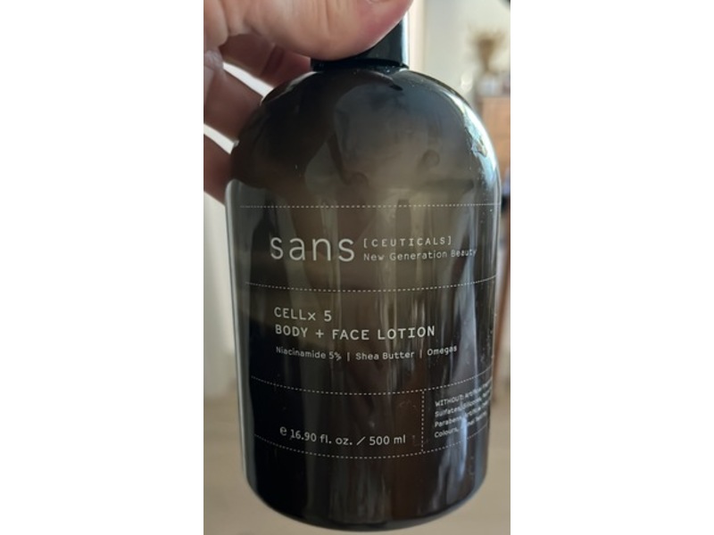 Sans Body + Face Lotion, Niacinamide 5%, Shea Butter, Omegas,16.90 fl oz/500 mL