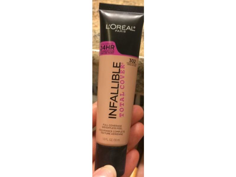 L'Oreal Paris Infallible Total Cover Foundation, 302 Creamy Natural, 1 fl oz/30 mL