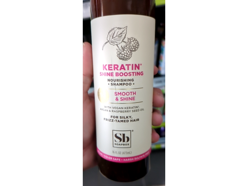 Soapbox Keratin Shine Boosting Nourishing Shampoo, Argan & Raspberry Seed Oil, 16 fl oz/473 mL, Pack Of 3