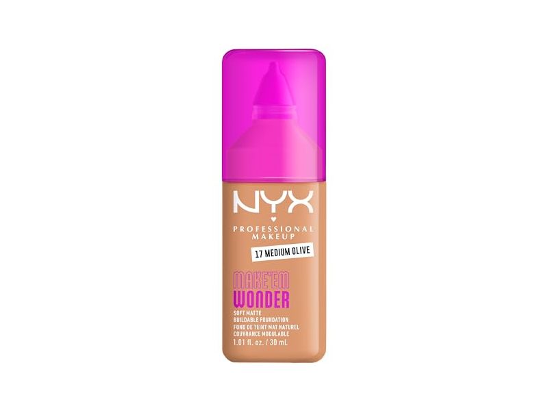 Nyx Professional Makeup Make 'Em Wonder Soft Matte Buildable Liquid Foundation, 17 Medium Olive, 1.01 fl oz/30 mL