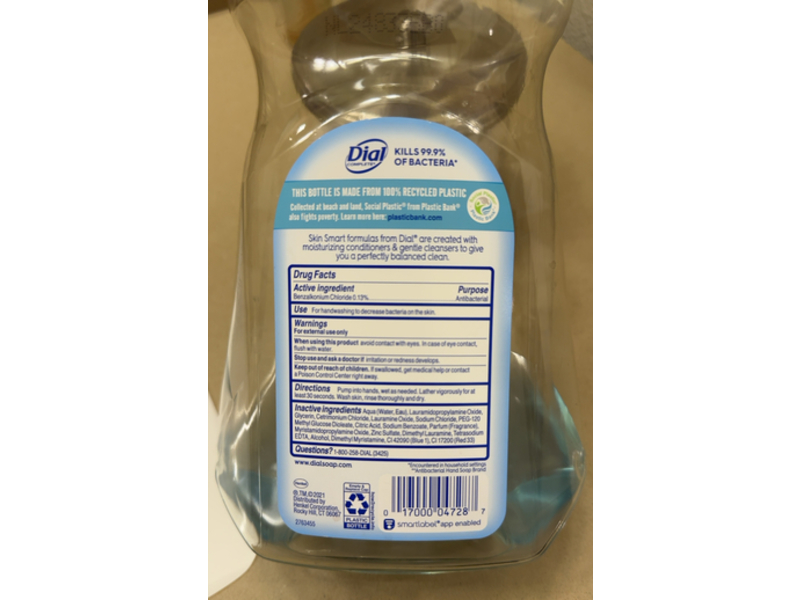 Dial Complete Antibacterial Liquid Hand Soap, Spring Water, 52 fl oz/1.53 L