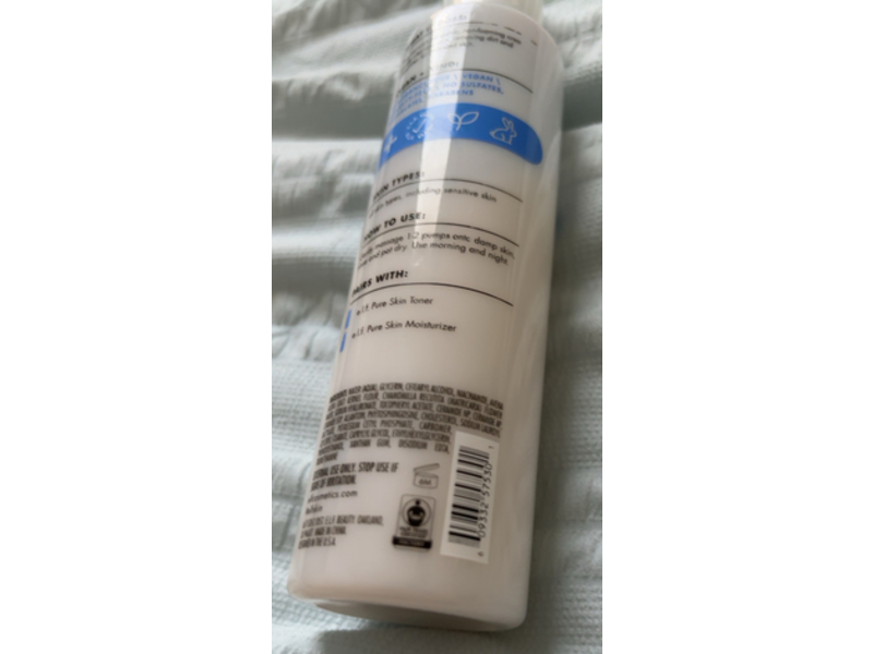 e.l.f. Pure Skin Cleanser, Oat Milk, Allantoin+Niacinamide, 6.09 fl oz/180 mL