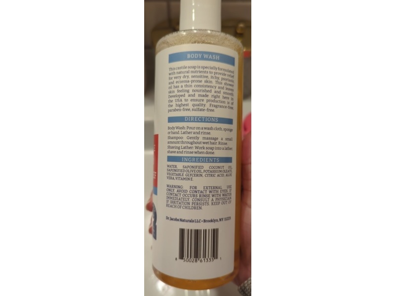 Dr. Jacobs Naturals Pure Castile Eczema & Psoriasis Relief Body Wash, 16 oz/473 mL.