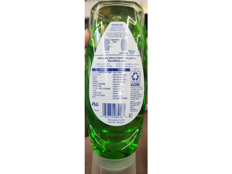 Gain Ultra Clean Ez-Squeeze Dishwashing Liquid, Original,14.7 fl oz/434 mL