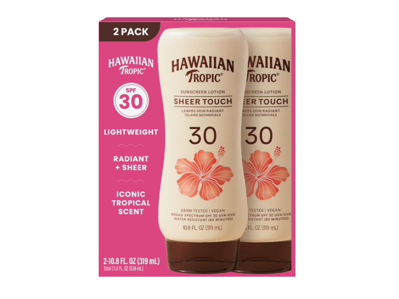 Hawaiian Tropic Sheer Touch Sunscreen Lotion, SPF 30, 10.8 fl oz/319 mL, Pack Of 2