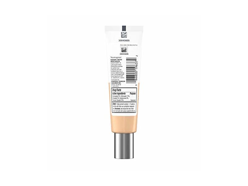 Neutrogena Radiant Tinted Moisturizer, SPF 30, Sheer Ivory, 1.1 fl oz/32 ml