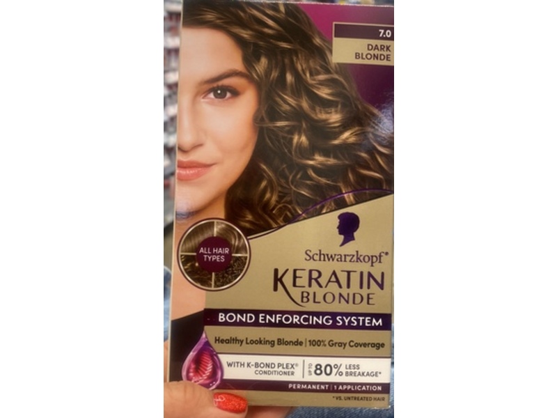 Schwarzkopf Keratin Blonde Permanent Hair Dye, 7.0 Dark Blonde, 1 Application
