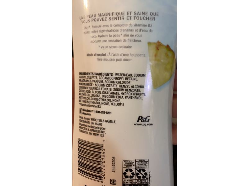 Olay Fresh Outlast B3 Complex Body Wash, Pineapple & Coconut Water, 22 fl oz/650 mL