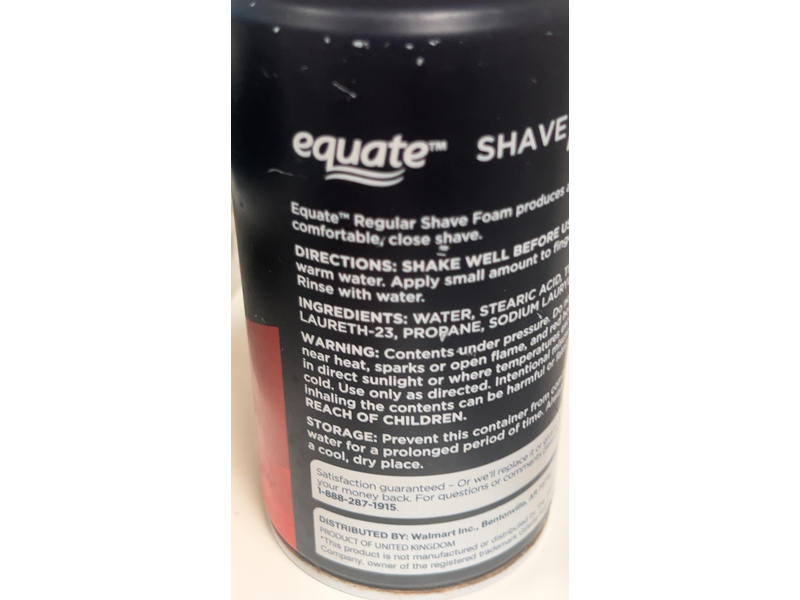 Equate Shave Foam, Regular, 10 oz/283 g