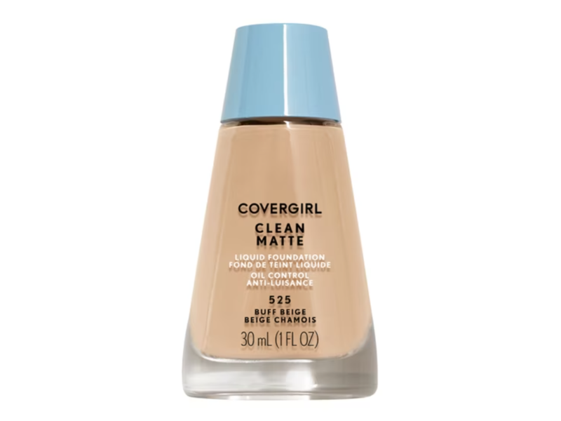 CoverGirl Clean Matte Liquid Foundation, 525 Buff Beige, 1 fl oz/30 mL