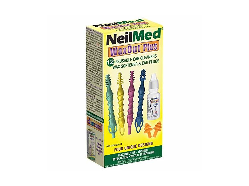 Neilmed Reusable Waxout Plus Ear Cleaners Wax Softener & Ear Plugs, 0.5 fl oz/15 mL, 15 Count