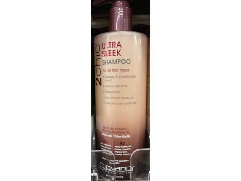 Giovanni 2Chic Ultra Sleek Shampoo, Brazilian Keratin + Moroccan Argan Oil, 24 fl oz/710 mL