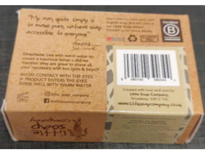 Little Soap Company Unperfumed Bar Soap with Oatmeal, 110 g