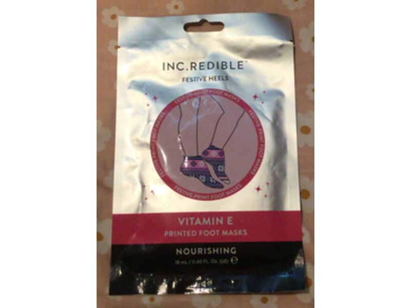 Inc. Redible Festive Heels Printed Foot Masks, Vitamin E, 0.60 fl oz/18 mL