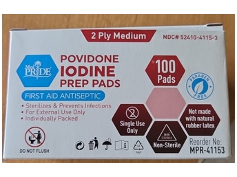 Med Pride Povidone Iodine Prep Pads, 100 Count