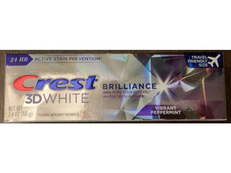 Crest 3D White Fluoride Anticavity Tooth Paste, Vibrant Peppermint, 2.4 oz/68 g, Pack Of 3