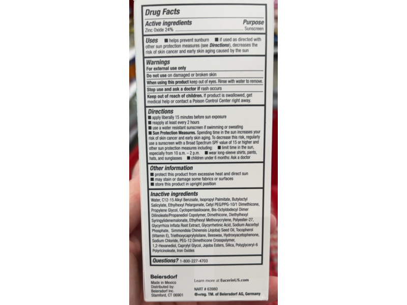 Eucerin Sensitive Mineral Face Sunscreen Lotion, SPF 35, 1.7 fl oz/50 mL