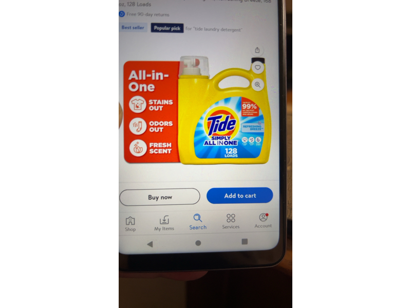 Tide Simply All In One Laundry Detergent, Refreshing Breeze, 128 Loads, 168 fl oz/4.96 L