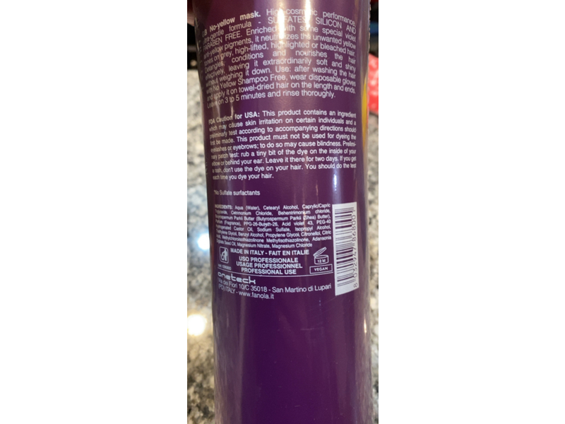 Fanola Free No Yellow Mask, 33.8 fl oz/1000 mL