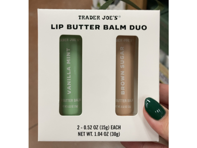 Trader Joe's Lip Butter Balm Duo, Vanilla Mint + Brown Sugar, 0.52 oz/15 g