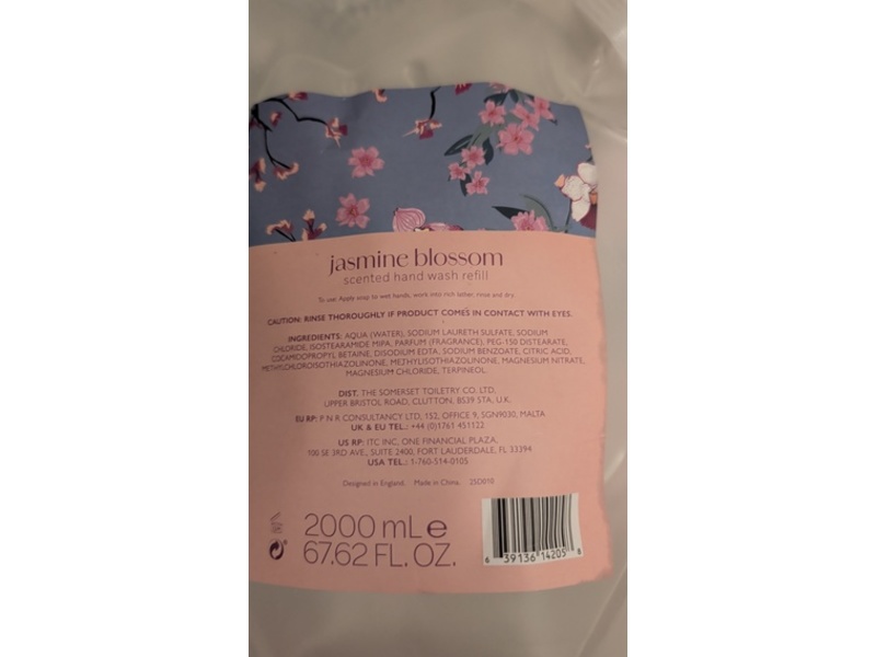 Asquith & Somerset Scented Hand Wash Refill, Jasmine Blossom, 67.62 fl oz/2000 mL