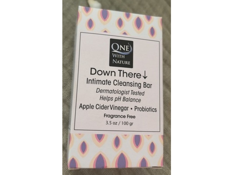 One With Nature Down There Intimate Cleansing Soap Bar, Apple Cider Vinegar, 3.5 oz/100 g