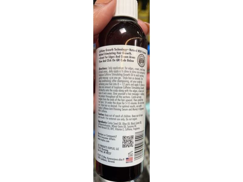 Isoplus Stimulator Growth Oil, Caffeine, 4 fl oz/118 mL