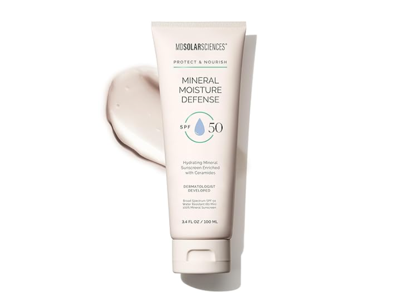 MD Solar Sciences Moisture Defense Hydrating Mineral Sunscreen, Ceramides, SPF 50, 3.4 fl oz/100 mL