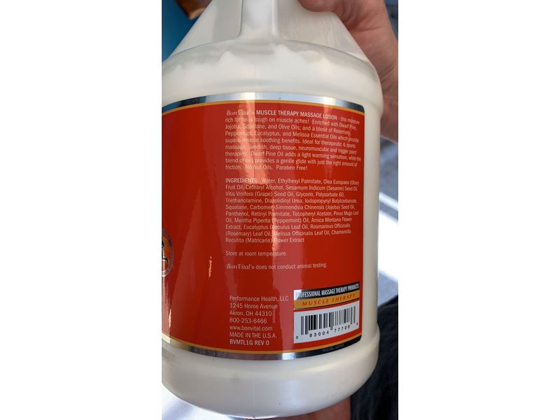 Bon Vital Massage Lotion, Muscle Therapy, Jojoba & Dwarf Pine Oil, 3.78 L/1 Gal