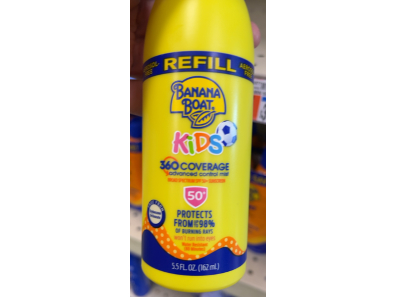 Banana Boat Kids 360 Coverage Advanced Control Mist Refill Sunscreen, SPF 50+, 5.5 fl oz/162 mL