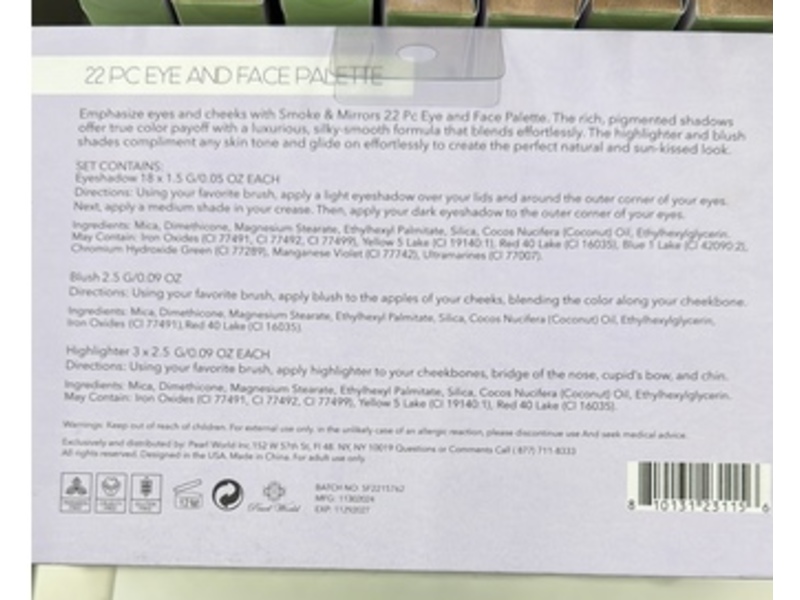 Clean Beauty Smoke & Mirrors Eye & Face Makeup Palette, Flawless By Nature, 22 Count