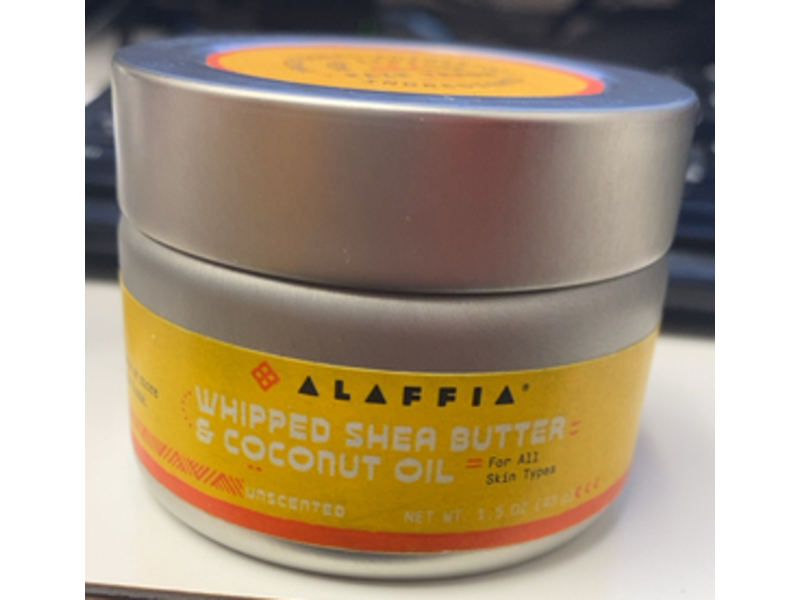 Alaffia Whipped Shea Butter & Coconut Oil, Unscented, 1.5 oz/43 g