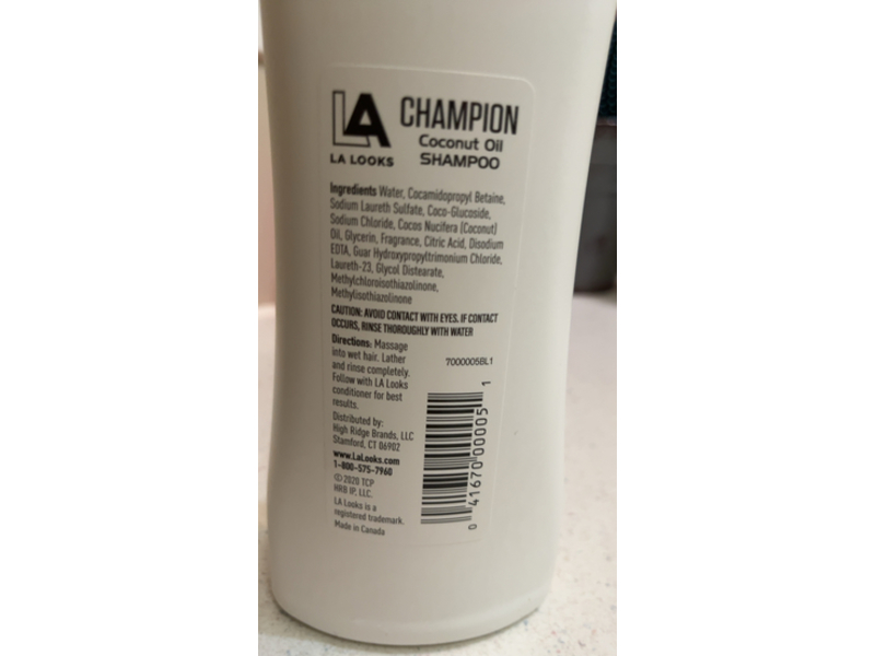 LA Looks Champion Coconut Oil Shampoo, 15 fl oz/443 mL