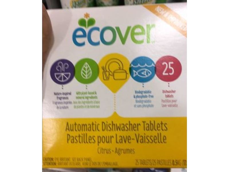 Ecover Automatic Dishwasher Tablets, Citrus, 17.6 oz/0.5 Kg, 25 Count, Pack Of 6