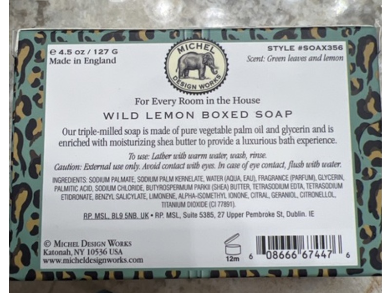 Michel Design Works Moisturizing Shea Butter Soap, Wild Lemon, 4.5 oz/127 g