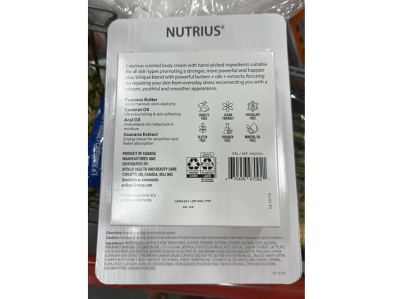 Nutrius Brazilian Body Butter Cream Set, Coco Bliss